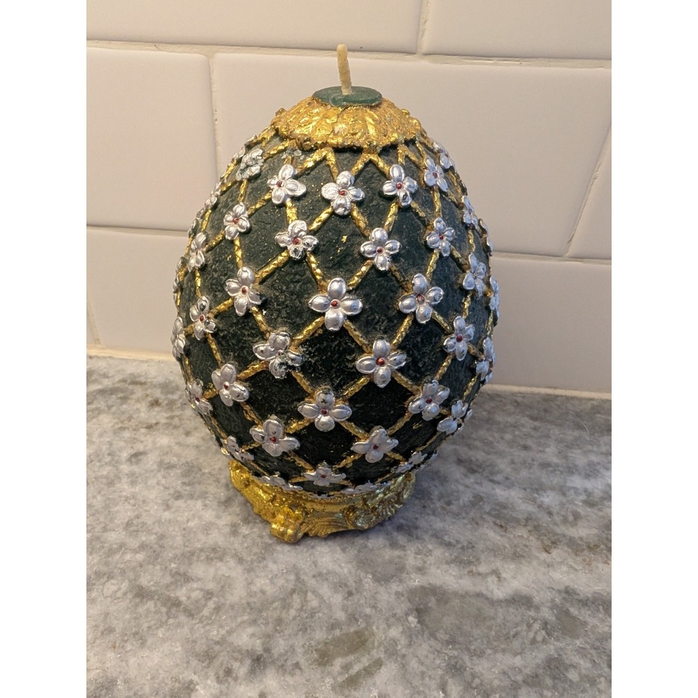 Vintage‎ Never Burned Faberge Egg Style Candle